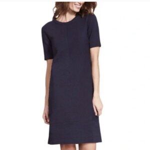 Boden Women's Navy Blue Hattie Textured Ribbed Shift Dress Size US4R UK 8R